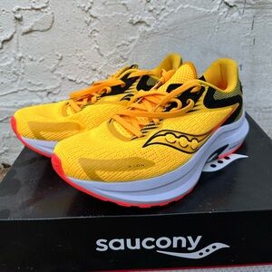 Saucony Yellow and Black Sneakers with Breathable Mesh